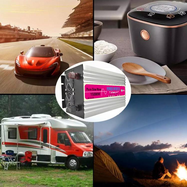 Gurxun 15000W Pure Sine Wave Car Power Inverter With Voltage Display High-Power Universal Power Outlet, 12V To 220V, 24V To 220V, 48V To 220V, 60V To 220V, 12V To 110V, 24V To 110V