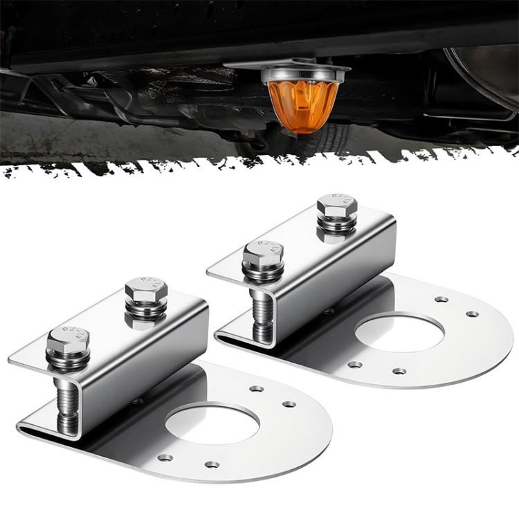 2pcs Car Stainless Steel Under Lamp Bracket Universal Clamp-On Mounting Light Holder For Trucks & Pickups, 90 Degree, 45 Degree