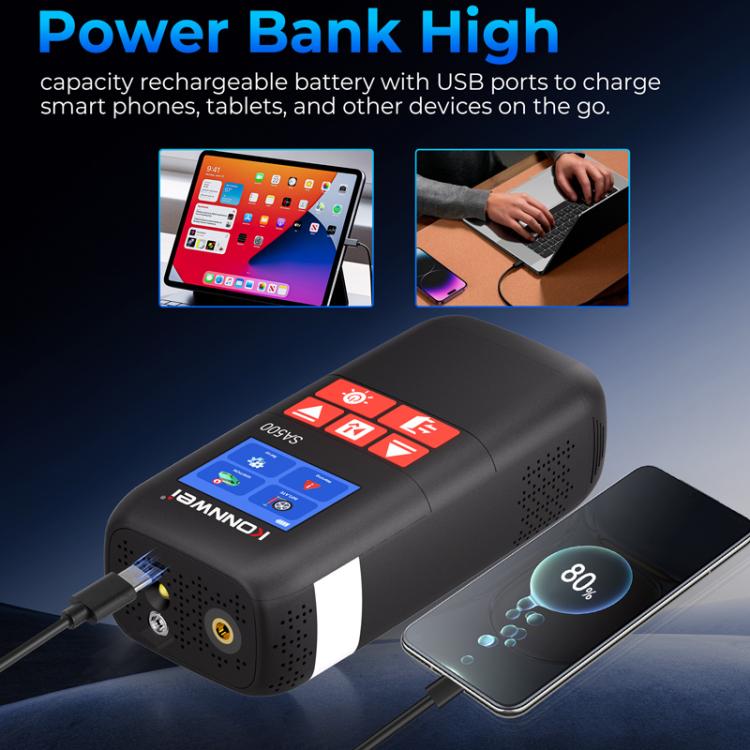 KONNWEI SA500  2.4 Inch Color Screen Portable Car Tire Inflator Car Emergency Jump Starter