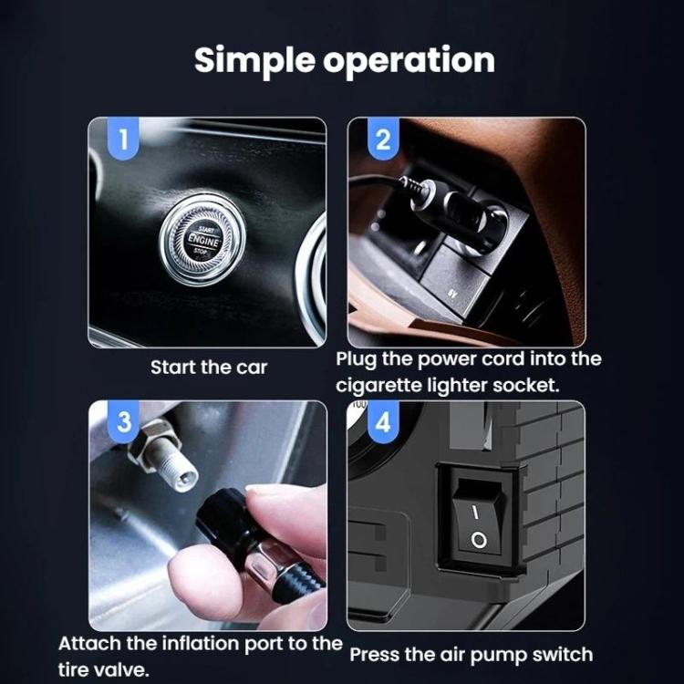 CARSUN 3011-2 Portable Analog Tire Inflator For Car Multifunctional LED Light Air Pump, CARSUN 3011-2
