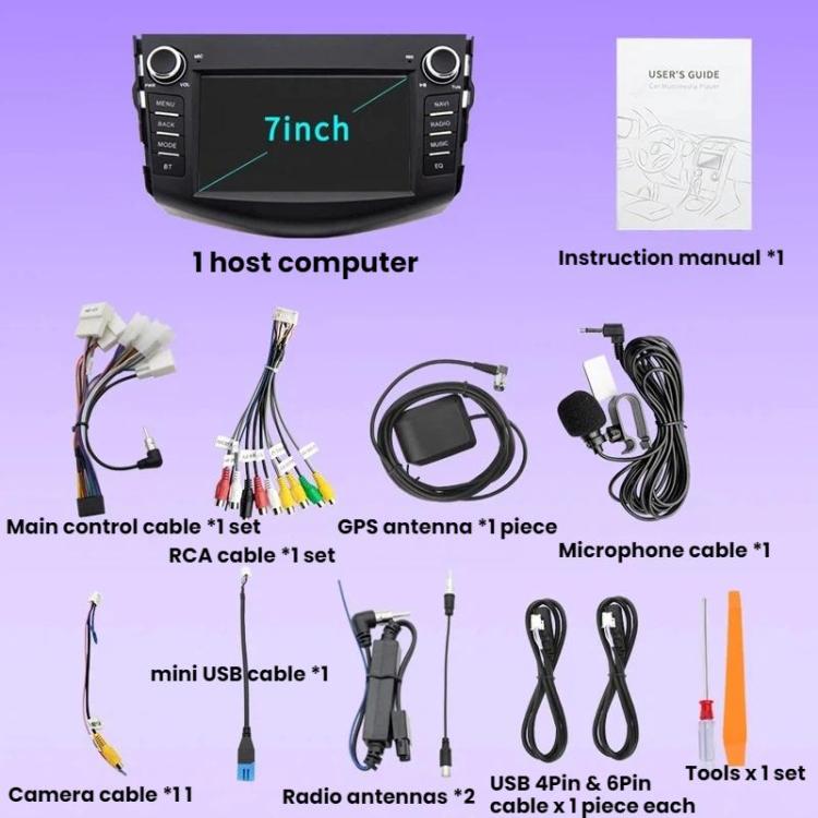 7 inch Smartphone-connected GPS Navigator For Toyota RAV4, Quad-core 2GB+32GB, Quad-core 2GB+64GB, Octa-core 4GB+64GB, Octa-core 6GB+128GB
