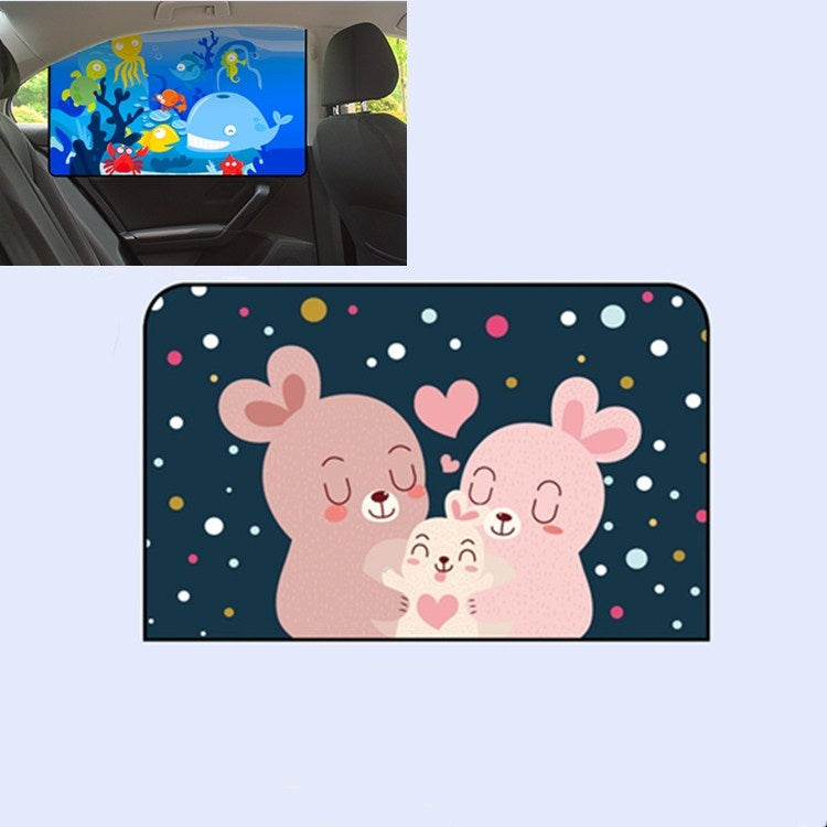 Car Cartoon Magnetic Sunshade Sunscreen Telescopic Collapsible Sunshield, Driving, Co-pilot, Rear Square