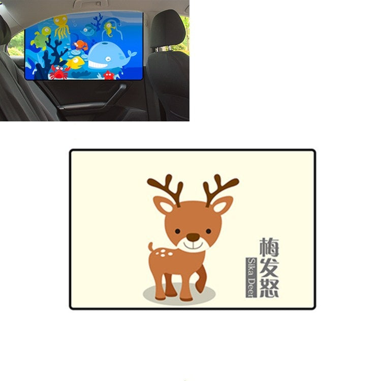 Car Cartoon Magnetic Sunshade Sunscreen Telescopic Collapsible Sunshield, Driving, Co-pilot, Rear Square