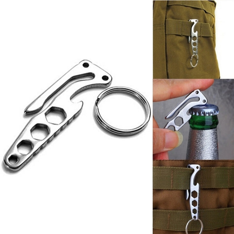 Multi-function Bottle Opener Keychain Outdoor Pocket Tool Pry Bar Hex Key Wrench, Pry Bar Hex Key Wrench Shape
