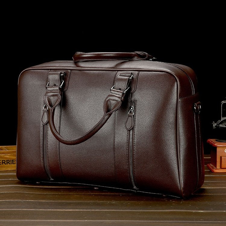 Large Capacity PU Leather Business Travel Bag Sports Gym Travel Handbag