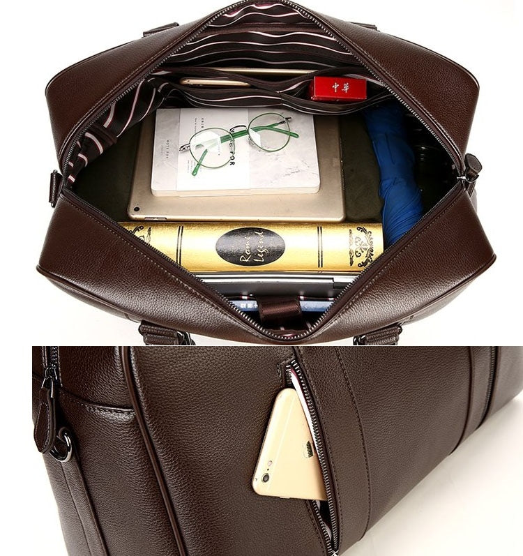 Large Capacity PU Leather Business Travel Bag Sports Gym Travel Handbag