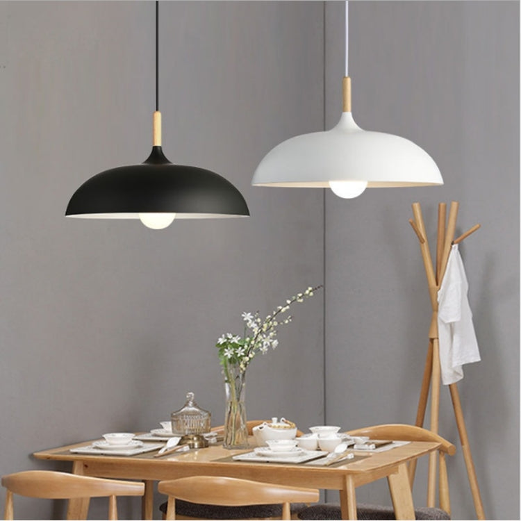 40W 40cm Minimalist Creative Personality Semi-circular Lid Chandelier Wrought Iron Single-head Restaurant Living Room Hotel Lamps, 40cm White, 40cm Black